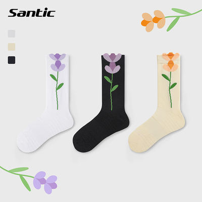 Santic's new cycling socks, sweat-wicking and quick-drying mid-calf socks, professional cycling sports women's socks, Flower Face