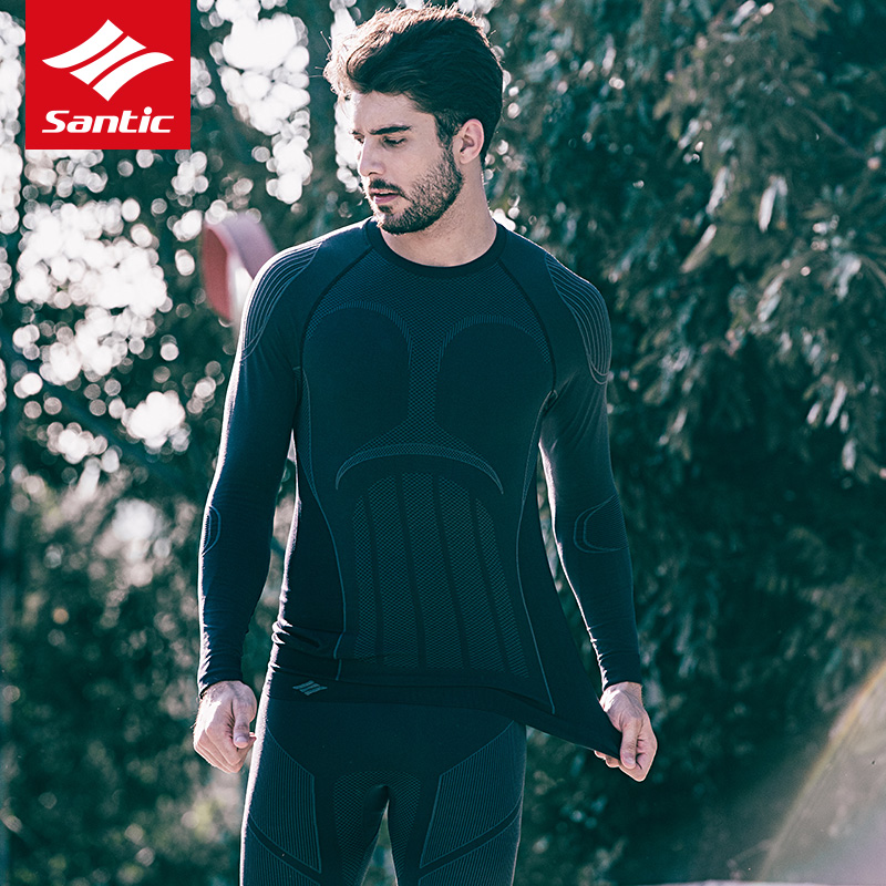 Santic Sen Dike autumn and winter sports underwear Seamless warm cycling underwear set Running sports fitness men