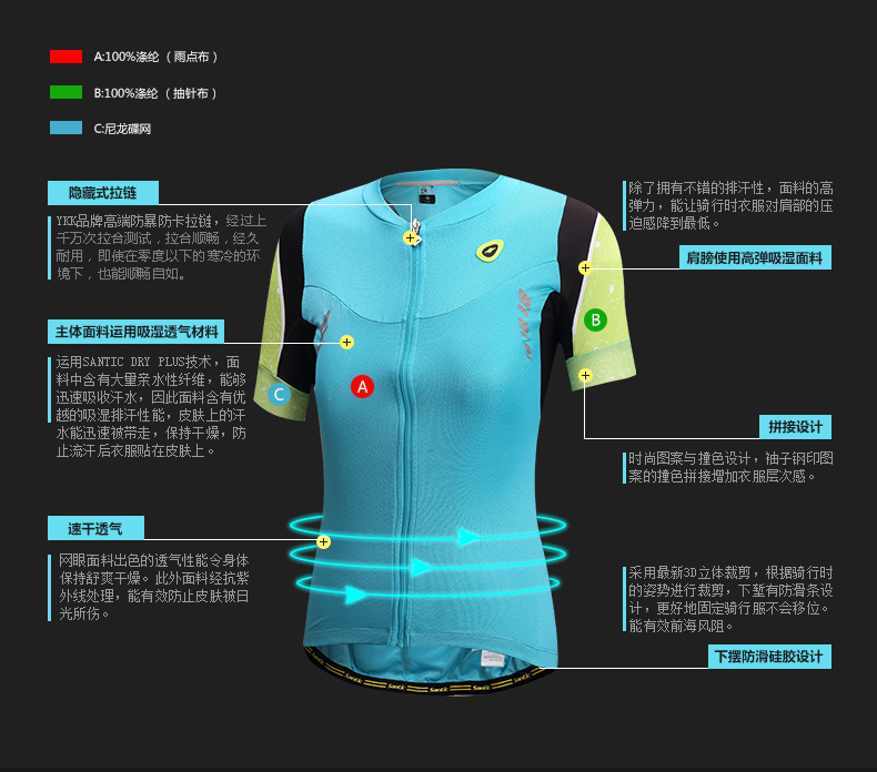 Tenue de cyclisme femme SANTIC - Ref 2232131 Image 22
