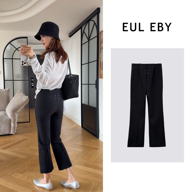 Eul Eby Stretchy Summer Casual Pants Black Dress Pants Commuter Pants Women's Cropped Pants Eight-Point Pants
