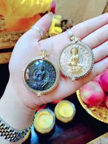Thailand Brand Genuine LP Long Nai Diamond Jeweled Gold Plated Necklace Gold Black Pendant