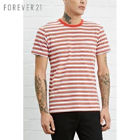 Của nam giới thường tương phản sọc ngắn tay áo T-Shirt Forever21 áo thun nam tay ngắn đen