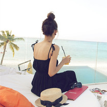 Seaside couple dress Korean Korean version of summer thin bandeau suspender beach dress Vacation honeymoon halter dress