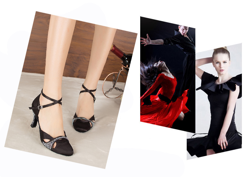 Giày khiêu vũ nữ giày khiêu vũ vuông ngoài trời Giày Latin dày với kim cương satin thoải mái giày khiêu vũ hiện đại - Khiêu vũ / Thể dục nhịp điệu / Thể dục dụng cụ váy nhảy dancesport