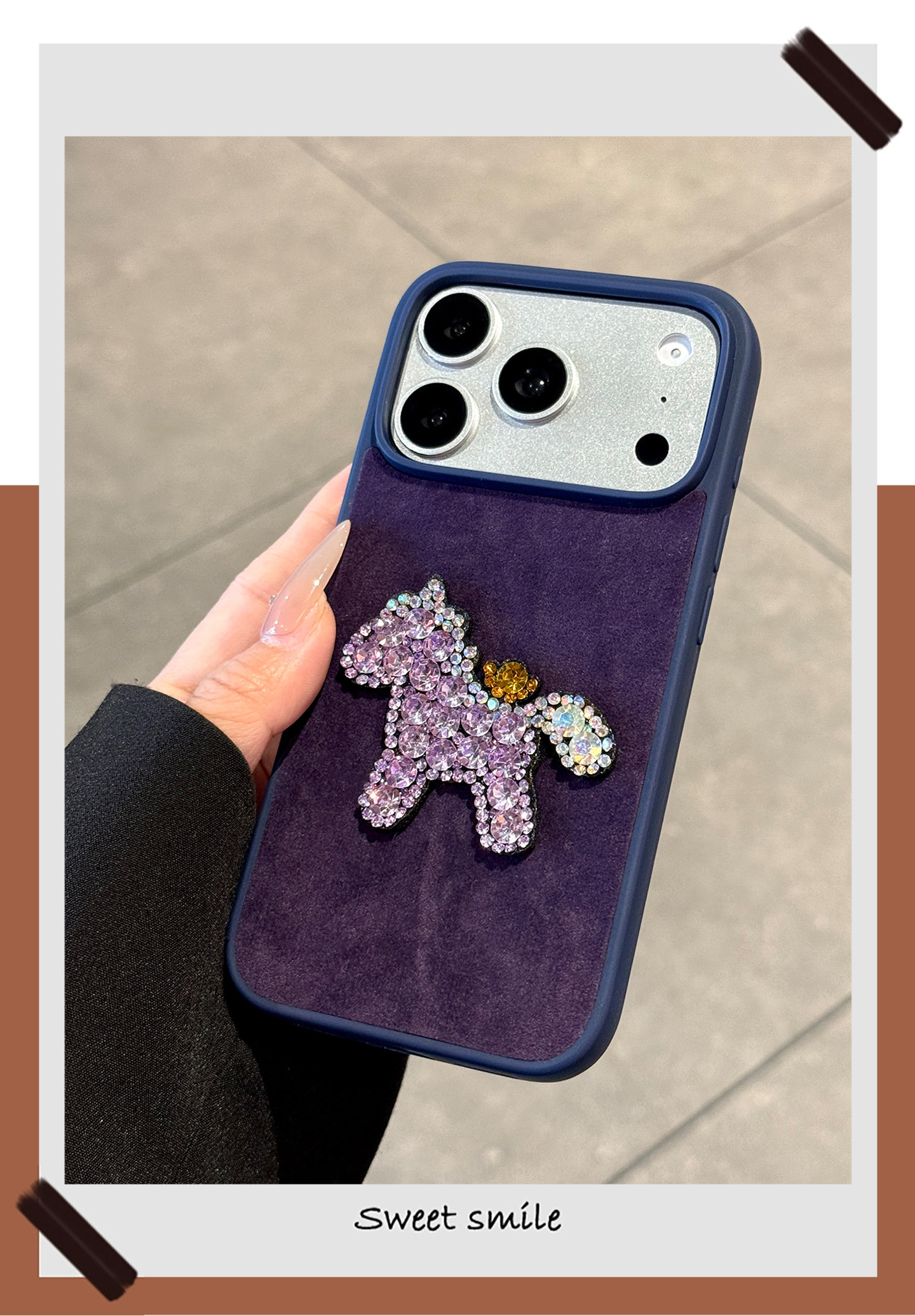 Purple Plush Diamond-encrusted Phone Case For Iphone 17 Max_voghion.com