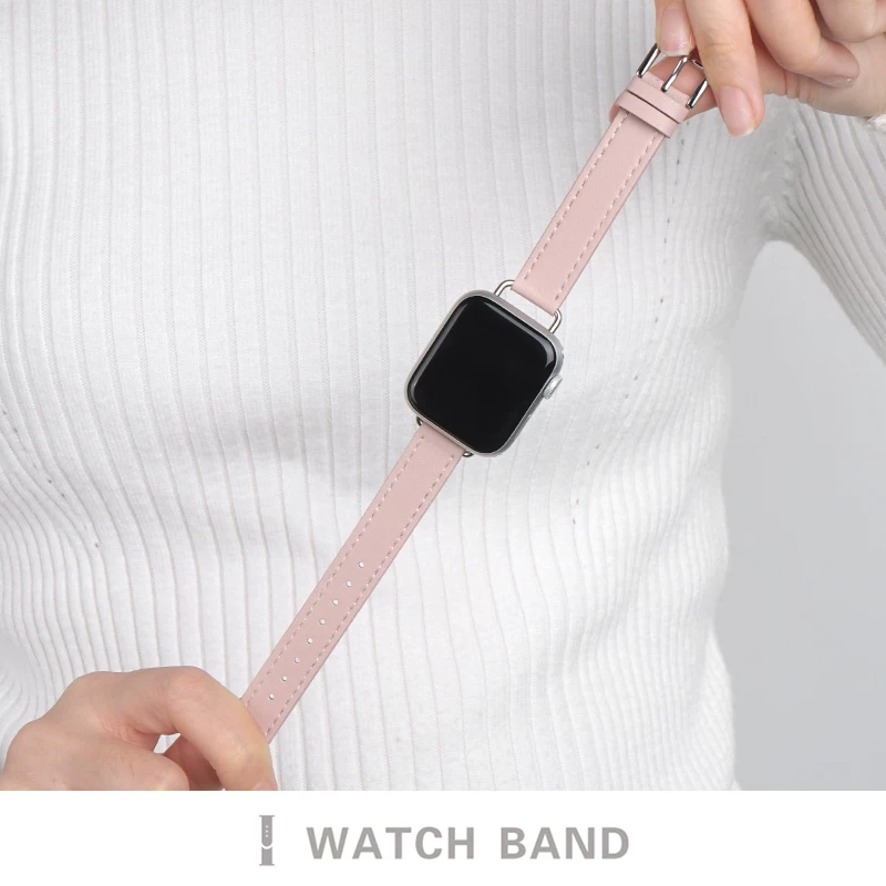 Священный платиновый подходит для iWATCH9 Apple Watch S8 ремешок AppleWatch кожа высокого уровня ощущение iPhoneWatch похудение острый хвост S7 ниша SE новая 8-я серия watchs7 кожа S6 женская модель