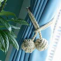 () Pure handmade American rural garden cotton rope curtain buckle curtain rope strap rope tassel hanging ball