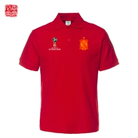 World Cup 2018 Tây Ban Nha Áo sơ mi Polo nam ngắn tay áo ve áo Kích thước lớn Bóng đá nửa tay áo Đội tuyển quốc gia áo phông polo nam