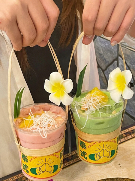 奶茶杯提手商用奶茶竹提手泰式竹编奶茶杯托纯手工竹提手泡鲁达