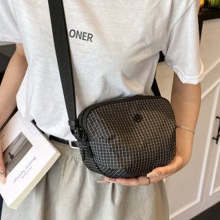 Plaid nylon cloth small bag 2025 new fashion sports bag casual versatile men and women light one-shoulder crossbody bag