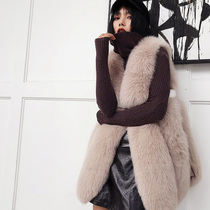 New long full leather fox fur vest vest female 2019 Winter slim mink stitching coat