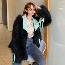 Young encrypted raccoon fur woven fur coat women casual short sheep leather collar autumn and winter New Coat