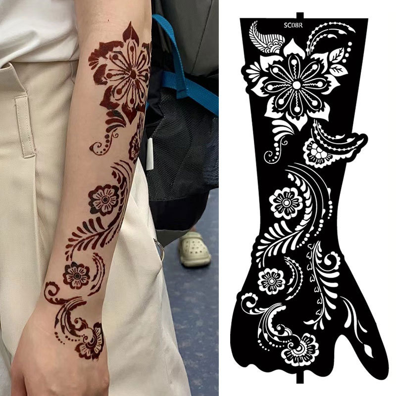 Henna Tattoo Stencil Reusable Moon Flower Totem from the Sc Series of Vanzhiyu Henna Tattoo Stencil Reusable Moon Flower Totem from the Sc Series of Vanzhiyu