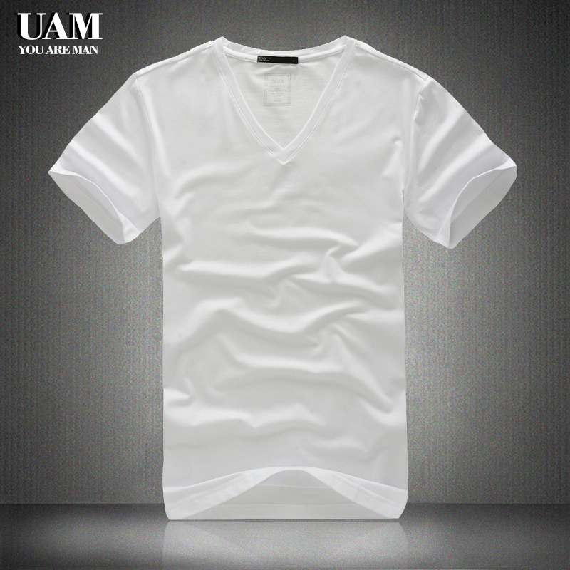 UAM Men's Summerdale Cotton slim Europe and the United States V-neck short-sleeved T-shirt men's printing large size men's short-sleeved T-shirt tide
