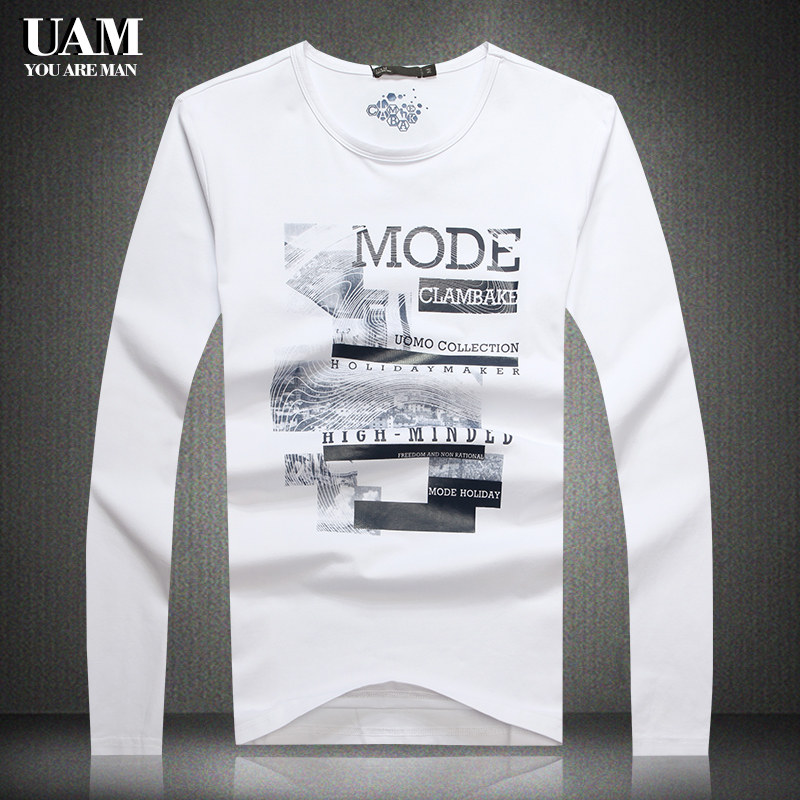 UAM2022 new men's European and American simple long sleeve T-shirt men's crewneck cotton large size men's slim T-shirt autumn coat