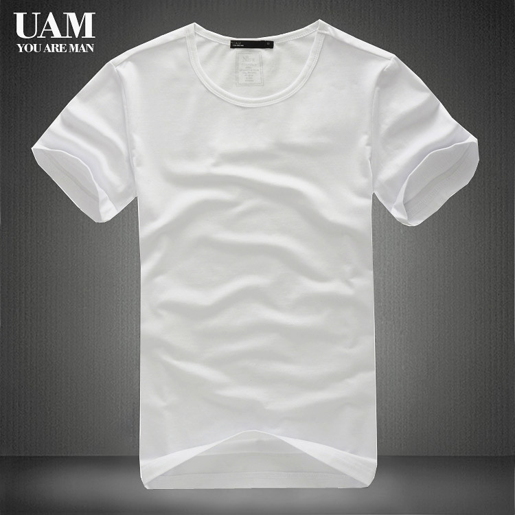 UAM spring and summer men's short-sleeved T-shirt crew neck pure white cotton slim Modal T-shirt solid color inner jacket 57