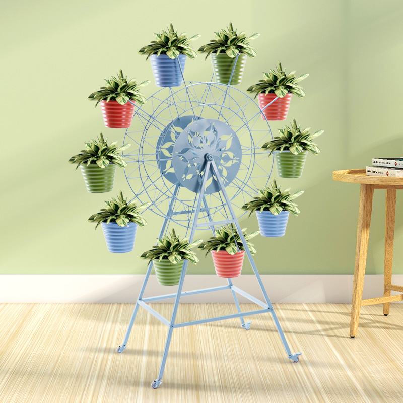 Ferris wheel flower shelf living room floor-to-ceiling ornaments high rotatable indoor flower pot rack balcony decorations