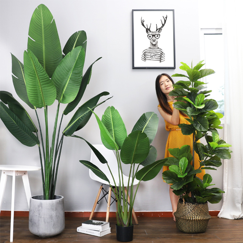Large-scale simulation green plants indoor and outdoor living room floor-to-ceiling bonsai decoration landscape engineering traveler banana fake flower plant potted plant