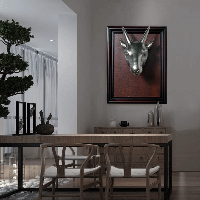 Chinese Zodiac Bronze Beast Head Wall Hanging Chinese Style Retro Decoration Yuanmingyuan Zodiac Dragon Tiger Monkey Cow Horse Pig Rabbit Rat Pendant