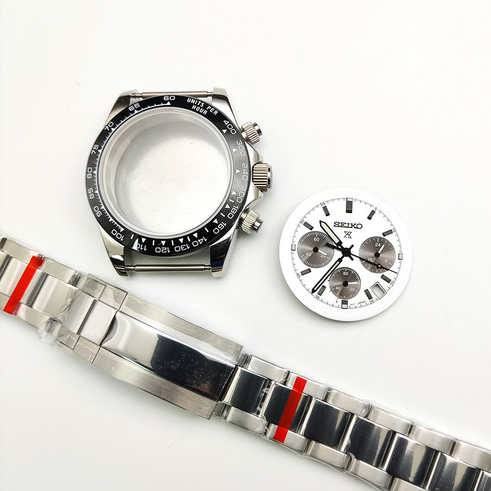 Аксессуары 39mm手表表壳全套+中光钢带 代用精工石英vk63机芯改装配件蓝宝石 Parnsrpe