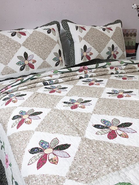 Pure cotton quilted quilt full cotton wash cotton Korean bed cover three-piece set cotton sewn kang single two-piece set bed cover