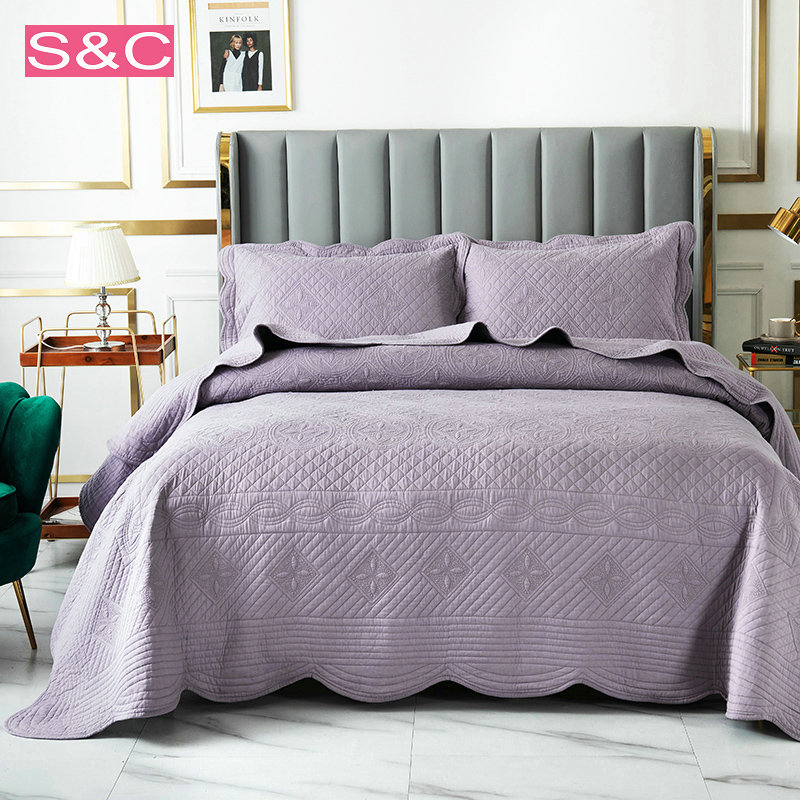 Foreign trade export American double-sided dual-purpose cotton bed cover quilted quilt three-piece air-conditioning summer quilt cotton quilted sheets