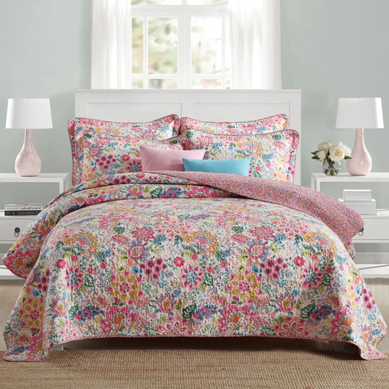 Foreign trade Original single American pure cotton quilted quilted by full cotton double man bed cover Three sets of jacket cotton sheet summer cool quilted by air conditioning