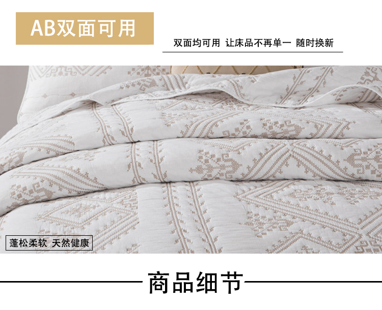 Xuất khẩu bông Châu Âu giường bìa trắng thêu quilting là ba mảnh bông điều hòa không khí là mùa hè mát mẻ giường đôi