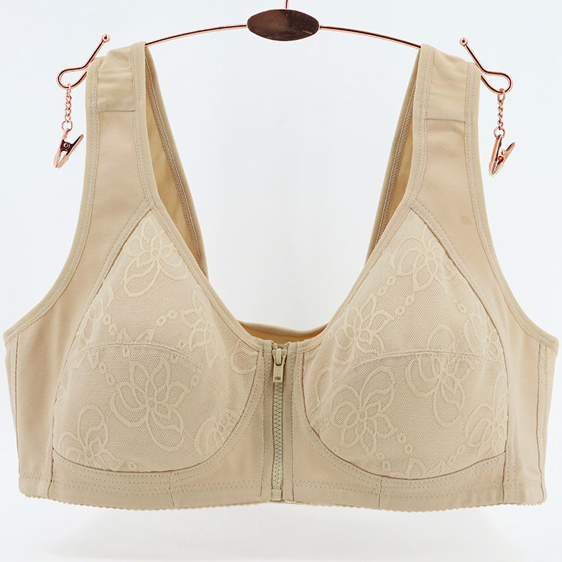 Large size front laced bra Bra Inserts Vest Style No Steel Ring Sports Lingerie Middle-aged Mom Front Buttoned Pure Cotton Bra