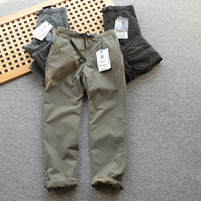 Japanese Single-Layer Thickened Warm Fleece-Lined Straight-Leg Versatile Outdoor Softshell Windproof and Waterproof Hiking Pants