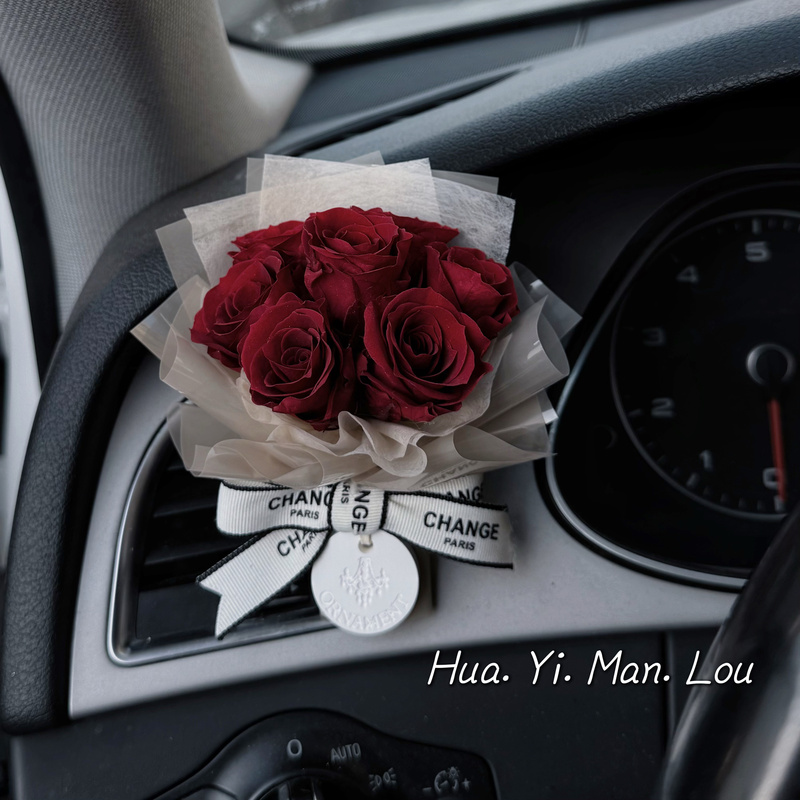 Original Mini Eternal Flower Car Air Vent Bouquet Decoration Graduation Holiday Gift Ornament Small Red Rose