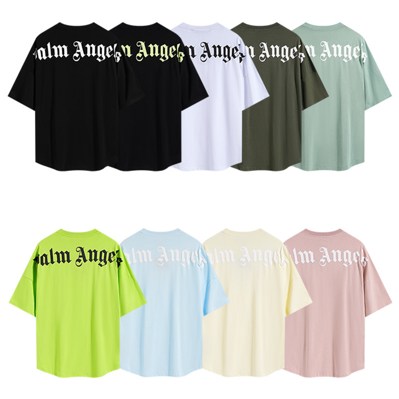 Palm Angels Short-Sleeve T-Shirt with Letter Print Pa Half-Sleeve Design, American Style Trendy Casual T-Shirt