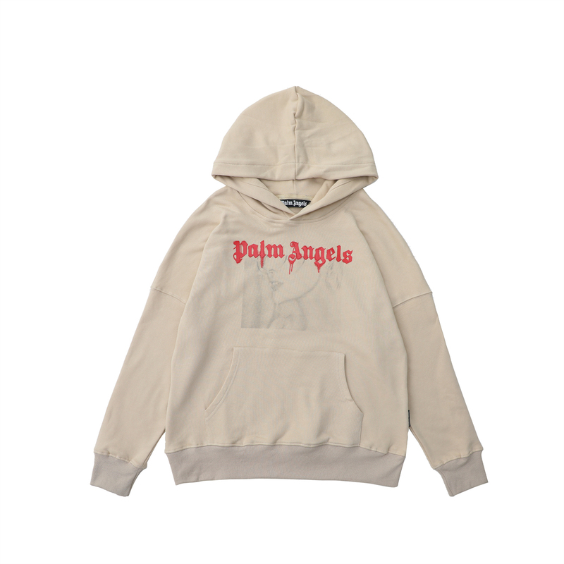 Palm Angels Palm Angels Hooded Sweatshirt Pa Washed and Distressed American High Street Fashion Brand Loose Hoodie for Men