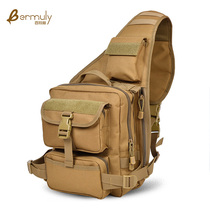 Military fan tactical backpack large chest bag Camouflage bag mountaineering bag Mens and womens multi-functional outdoor portable messenger bag