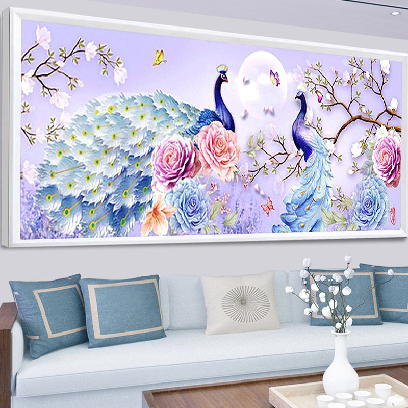 2021 New diamond painting living room full of diamonds flower rich peacock crystal cross stitch Hundred birds dynasty phoenix masonry 2020