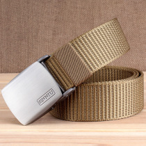 Press buckle Casual canvas belt Outdoor equipment belt thickened nylon tactical waist belt Second unlock buckle belt