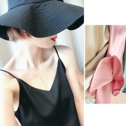 Deep V-cổ lụa sling tay áo vest nữ chạm đáy áo lụa satin bên trong màu đen gợi cảm mặc ngoài hàng đầu