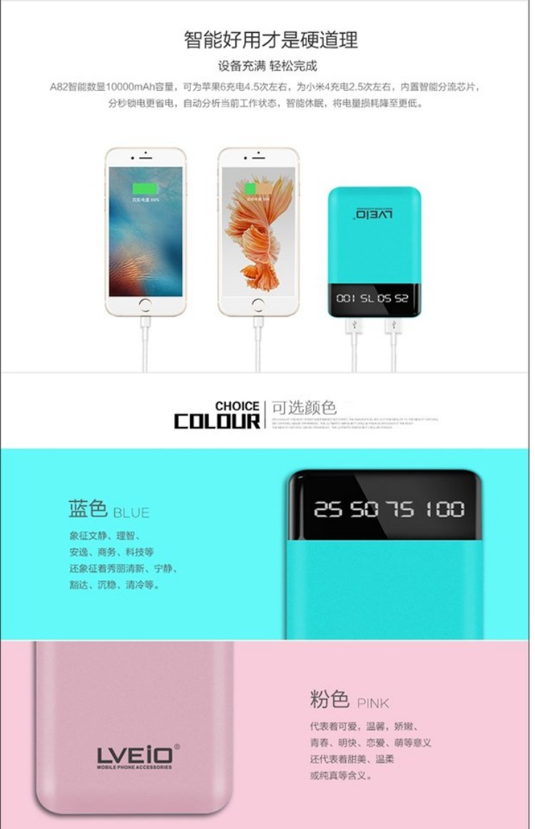 LVEIO A82 cho iPhone8 Điện thoại di động Android sạc đa năng sạc nhanh sạc đôi USB di động tùy chỉnh