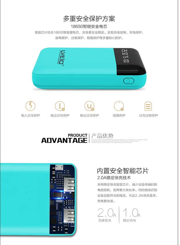 LVEIO A82 cho iPhone8 Điện thoại di động Android sạc đa năng sạc nhanh sạc đôi USB di động tùy chỉnh