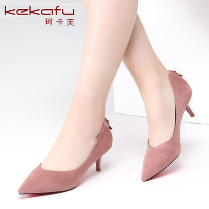 珂卡芙2017春季单鞋韩版浅口小尖头高跟鞋女细跟水钻时尚女鞋子潮