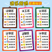 Kindergarten corner class classroom ring creation area card logo A3 plastic seal sign entry rules card