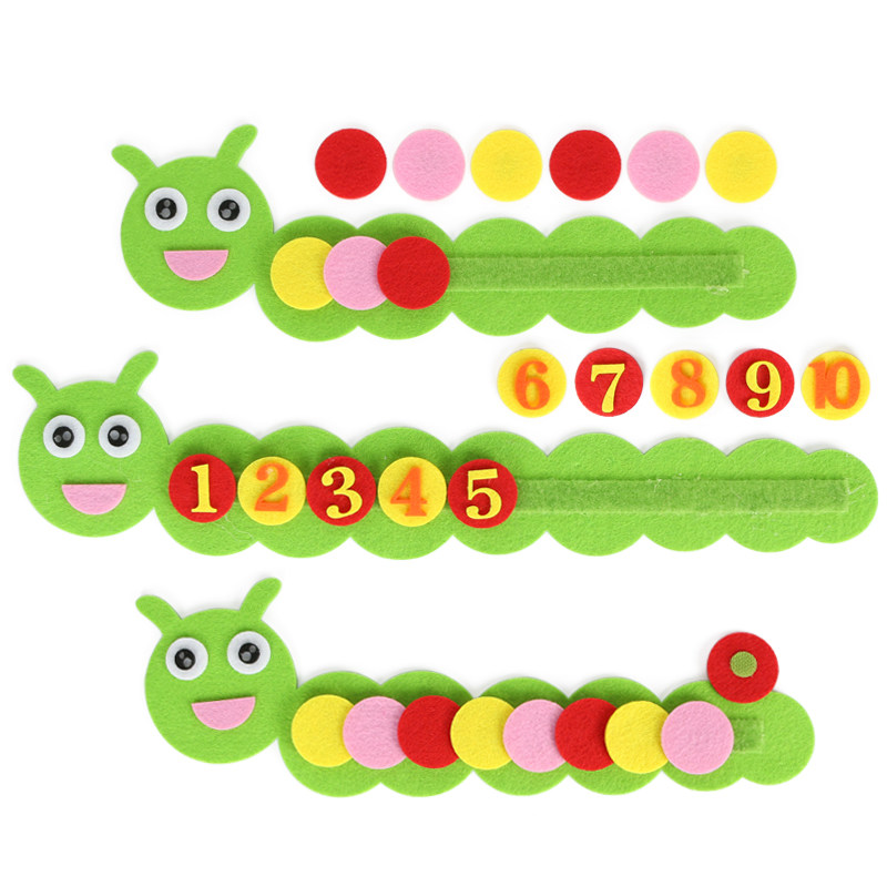 Kindergarten Area Area Corner Montessori Teaching aids Educational TOYS Number sorting Caterpillar Non-woven handmade material