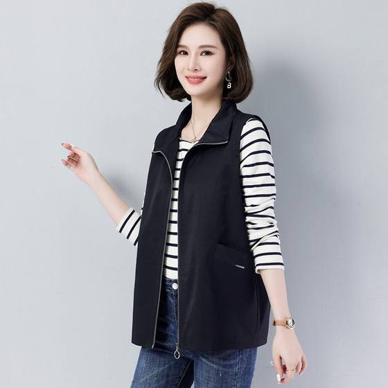 Vest female 2023 spring and autumn new loose casual waistcoat vest outerwear middle-aged mother waistcoat sleeveless jacket