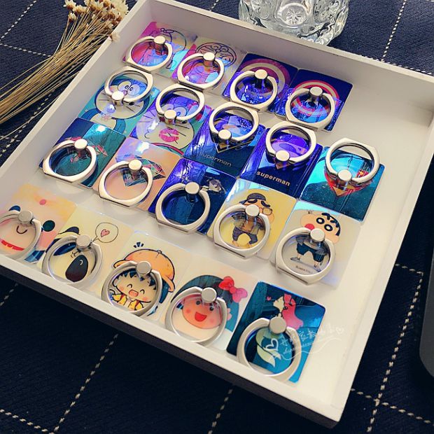 Acrylic tinh phim hoạt hình màu xanh kim loại sơn vòng khay Packed vòng khóa mới bán buôn giữ điện thoại - Phụ kiện điện thoại di động ốp samsung a12