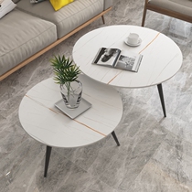 Nordic rock board tea table simple post-modern Net red light luxury round home living room small apartment creative marble table