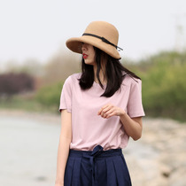 Simple loose Joker base summer cool feel non-iron mulberry silk cotton T-shirt