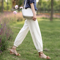 Nine casual Harlem pants womens pants summer thin breathable cool bloomers loose off-white pants pants