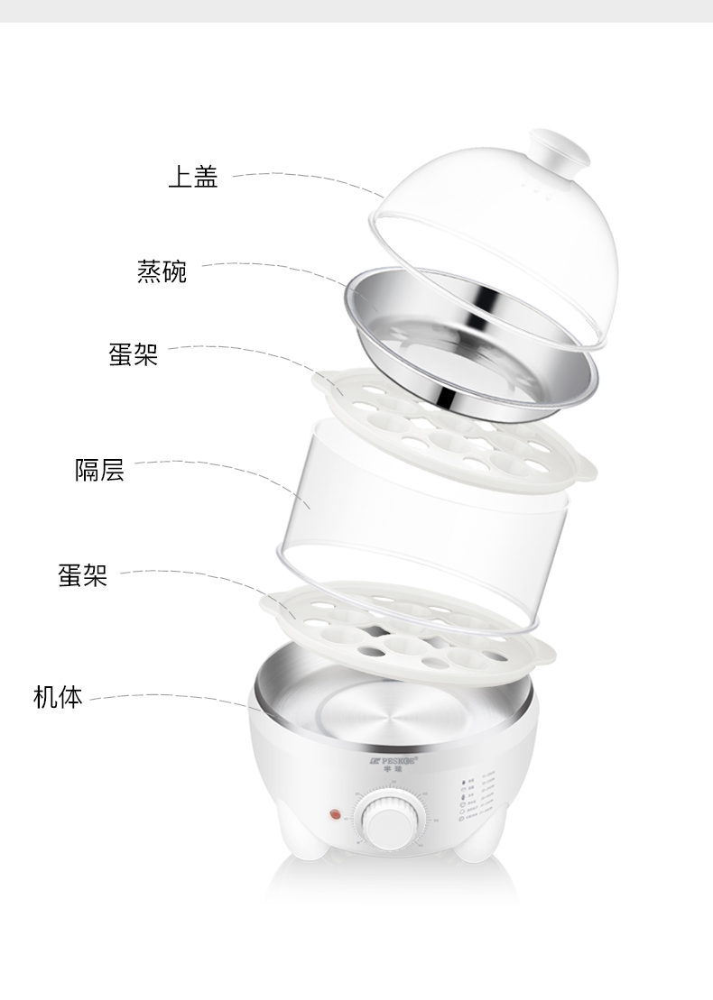 Bán cầu trứng tự động tắt máy hấp trứng gia dụng thời gian đa chức năng hấp trứng công suất lớn ăn sáng hai tầng sớm - Nồi trứng nồi hấp xôi