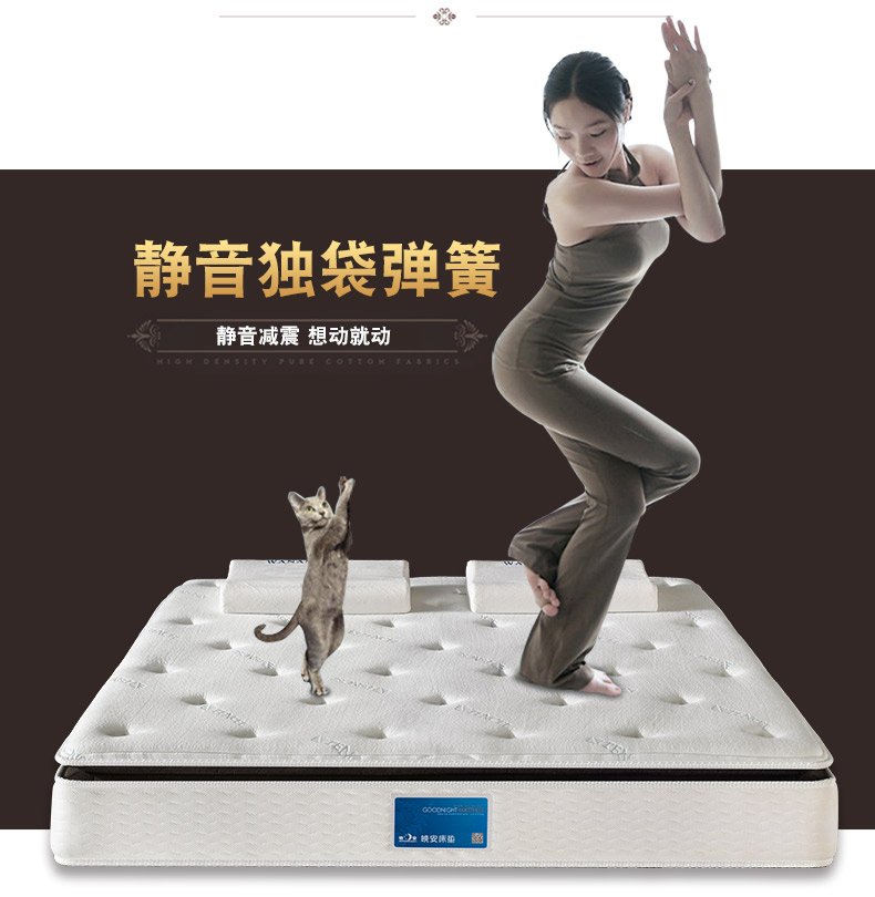 Chúc ngủ ngon Tencel vải túi nệm lò xo độc lập cao su thiên nhiên xơ dừa nệm Simmons 1.8m giường - Nệm nệm gấp 1m6