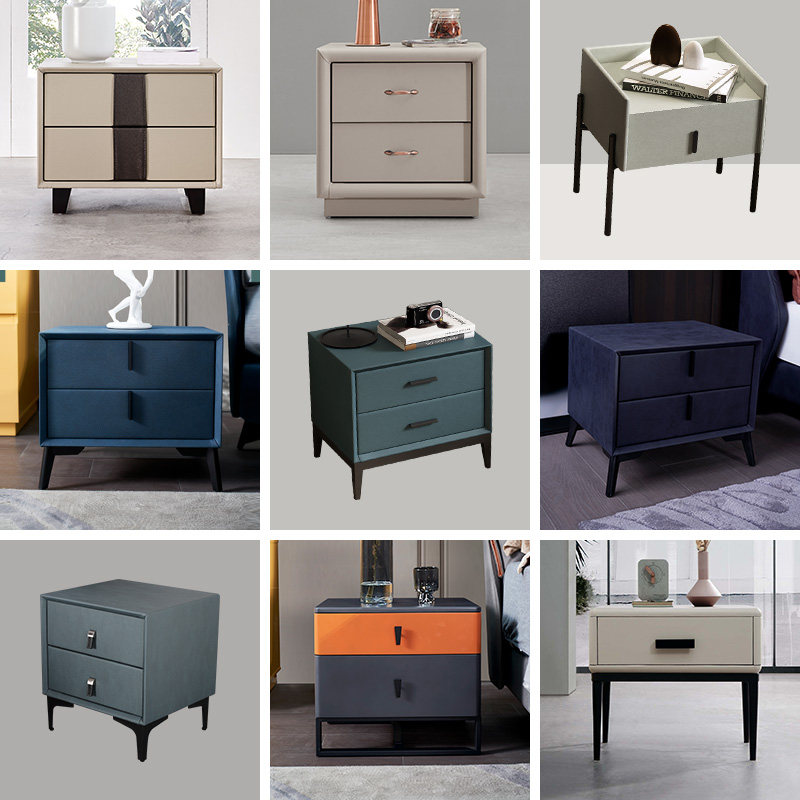 Goodnight Home Nordic Light Lavish Bed Head Cabinet Brief Modern Cortex Net Red Bedroom Small Bedside Cabinet Solid Wood Soft Bag